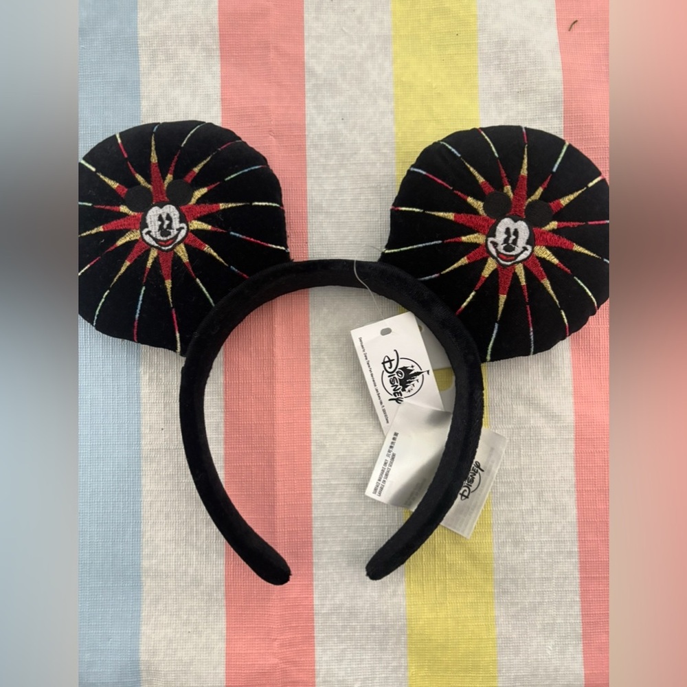 Disney Black Mickey Mouse Ears with Colorful Starburst